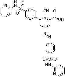 2-Hydroxy-4'-[(2-pyridinylamino)sulfonyl]-5-[2-[4-[(2-pyridinylamino)sulfonyl]phenyl]diazenyl][1,1'-biphenyl]-3-carboxylic acid molecular structure (CAS 1391062-34-2)