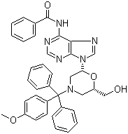 (2R-顺式)-N-[9-[6-(羟基甲基)-4-[(4-甲氧基苯基)二苯基甲基]-2-吗啉基]-9H-嘌呤-6-基]苯甲酰胺分子结构 (CAS 139290-79-2)