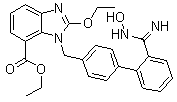 2-Ethoxy-1-[[2'-[(hydroxyamino)iminomethyl][1,1'-biphenyl]-4-yl]methyl]-1H-benzimidazole-7-carboxylic acid ethyl ester molecular structure (CAS 1397836-41-7)
