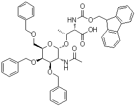 O-[2-(乙酰氨基)-2-脱氧-3,4,6-三-O-(苯基甲基)-alpha-D-吡喃半乳糖基]-N-[芴甲氧羰基]-L-苏氨酸分子结构 (CAS 1398123-86-8)