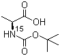 N-(叔丁氧羰基)-L-丙氨酸(氮15)分子结构 (CAS 139952-87-7)