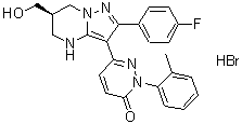 6-[(6R)-2-(4-Fluorophenyl)-4,5,6,7-tetrahydro-6-(hydroxymethyl)pyrazolo[1,5-a]pyrimidin-3-yl]-2-(2-methylphenyl)-3(2H)-pyridazinone hydrobromide (1:1) molecular structure (CAS 1404189-10-1)