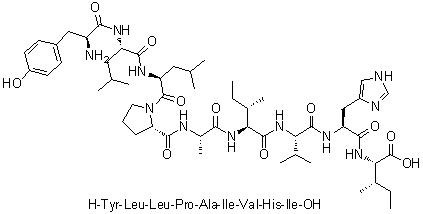 L-酪氨酰-L-亮氨酰-L-亮氨酰-L-脯氨酰-L-丙氨酰-L-异亮氨酰-L-缬氨酰-L-组氨酰-L-异亮氨酸分子结构 (CAS 140636-35-7)