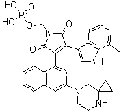 3-[3-(4,7-二氮杂螺[2.5]辛烷-7-基)-1-异喹啉基]-4-(7-甲基-1H-吲哚-3-基)-1-[(膦酰氧基)甲基]-1H-吡咯-2,5-二酮分子结构 (CAS 1412904-76-7)