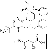 (2S)-2-Hydroxybutanedioic acid compd. with 2-amino-2-methyl-N-[(1R)-2-[(4S,5R)-2-methyl-1-oxo-4-phenyl-2,7-diazaspiro[4.5]dec-7-yl]-2-oxo-1-[(phenylmethoxy)methyl]ethyl]propanamide (1:?) molecular structure (CAS 1415235-63-0)