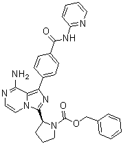 (2S)-2-[8-氨基-1-[4-[(2-吡啶基氨基)羰基]苯基]咪唑并[1,5-a]吡嗪-3-基]-1-吡咯烷羧酸苄酯分子结构 (CAS 1420478-89-2)