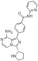 4-[8-Amino-3-(2S)-2-pyrrolidinylimidazo[1,5-a]pyrazin-1-yl]-N-2-pyridinylbenzamide molecular structure (CAS 1420478-90-5)