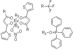 双[4,4,4-三氟-1-(2-噻吩基)-1,3-丁二酮]双(氧化三苯基膦)铕硝酸盐分子结构 (CAS 14264-79-0)