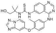 1-(4-((4-([1,2,4]Triazolo[1,5-a]pyrid-7-yloxy)-3-methylphenyl)amino)quinazolin-6-yl)-3-(1-hydroxy-2-methylpropan-2-yl)thiourea molecular structure (CAS 1429755-58-7)