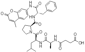 N-(3-羧基-1-氧代丙基)-L-丙氨酰-L-亮氨酰-L-脯氨酰-N-(4-甲基-2-氧代-2H-1-苯并吡喃-7-基)-L-苯丙氨酰胺分子结构 (CAS 142997-31-7)