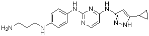 N2-[4-[(3-Aminopropyl)amino]phenyl]-N4-(5-cyclopropyl-1H-pyrazol-3-yl)-2,4-pyrimidinediamine molecular structure (CAS 1430089-64-7)