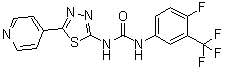 N-[4-Fluoro-3-(trifluoromethyl)phenyl]-N'-[5-(4-pyridinyl)-1,3,4-thiadiazol-2-yl]urea molecular structure (CAS 1430213-30-1)