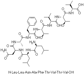 L-亮氨酰-L-亮氨酰-L-天冬氨酰胺酰-L-丙氨酰-L-苯丙氨酰-L-苏氨酰-L-缬氨酰-L-苏氨酰-L-缬氨酸分子结构 (CAS 1431550-63-8)
