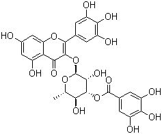 杨梅黄酮 3-O-(3''-吡喃鼠李糖苷)分子结构 (CAS 143202-36-2)