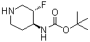 N-[(3S,4S)-3-氟-4-哌啶基]氨基甲酸叔丁酯分子结构 (CAS 1434127-01-1)