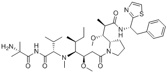 2-methylalanyl-N-[(1S,2R)-2-methoxy-4-[(2S)-2-[(1R,2R)-1-methoxy-2-methyl-3-oxo-3-[[(1S)-2-phenyl-1-(2-thiazolyl)ethyl]amino]propyl]-1-pyrrolidinyl]-1-[(1S)-1-methylpropyl]-4-oxobutyl]-N-methyl-L-Valinamide molecular structure (CAS 1436391-86-4)