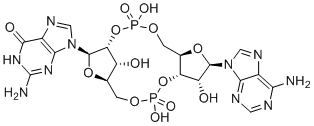 structure of CAS# 1441190-66-4, Cyclic guanosine monophosphate-adenosine monophosphate;2-amino-9-[(1R,6R,8R,9R,10S,15R,17R,18R)-8-(6-aminopurin-9-yl)-3,9,12,18-tetrahydroxy-3,12-dioxo-2,4,7,11,13,16-hexaoxa-3?5,12?5-diphosphatricyclo[13.2.1.06,10]octadecan-17-yl]-1H-purin-6-one