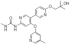 N-[6'-(2-Hydroxy-2-methylpropoxy)-4-[(5-methyl-3-pyridinyl)oxy][3,3'-bipyridin]-6-yl]-N'-methylurea molecular structure (CAS 1442684-77-6)