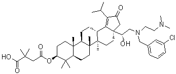 (3beta)-3-(3-Carboxy-3-methyl-1-oxobutoxy)-17-[(1R)-2-[[(3-chlorophenyl)methyl][2-(dimethylamino)ethyl]amino]-1-hydroxyethyl]-28-norlup-18-en-21-one molecular structure (CAS 1443461-21-9)