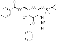 2-叠氮基-2-脱氧-1-O-[(叔丁基)二甲基硅烷基]-3-O-苄基-beta-D-吡喃葡萄糖 6-苯甲酸酯分子结构 (CAS 1447801-82-2)
