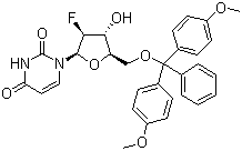 1-[5-O-[二(4-甲氧基苯基)苯甲基]-2-脱氧-2-氟-beta-D-阿拉伯呋喃糖基]-2,4(1H,3H)-嘧啶二酮分子结构 (CAS 144822-63-9)