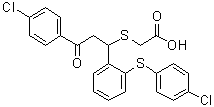 2-[[3-(4-Chlorophenyl)-1-[2-[(4-chlorophenyl)thio]phenyl]-3-oxopropyl]thio]acetic acid molecular structure (CAS 1450888-35-3)