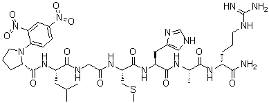 1-(2,4-二硝基苯基)-L-脯氨酰-L-亮氨酰甘氨酰-S-甲基-L-半胱氨酰-L-组氨酰-L-丙氨酰-D-精氨酰胺分子结构 (CAS 145224-98-2)
