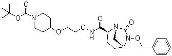 4-[2-[[[[(1R,2S,5R)-7-Oxo-6-(phenylmethoxy)-1,6-diazabicyclo[3.2.1]oct-2-yl]carbonyl]amino]oxy]ethoxy]-1-piperidinecarboxylic acid 1,1-dimethylethyl ester molecular structure (CAS 1452466-35-1)