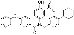 5-[[(4-Cyclohexylphenyl)methyl](4-phenoxybenzoyl)amino]-2-hydroxybenzoic acid molecular structure (CAS 1456602-51-9)