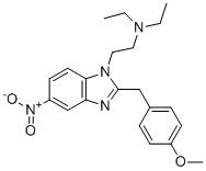 structure of CAS# 14680-51-4, Metonitazene;N,N-diethyl-2-[2-[(4-methoxyphenyl)methyl]-5-nitrobenzimidazol-1-yl]ethanamine