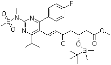 Methyl 7-[4-(4-fluorophenyl)-6-isopropyl-2-(N-methyl-N-methylsulfonylamino)pyrimidine-5-yl]-(3R)-3-(tert-butyldimethylsilyloxy)-5-oxo-(6E)-heptanoate molecular structure (CAS 147118-38-5)