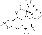 [4S-[4alpha[S*(S*)],5beta]]-alpha-甲氧基-alpha-(三氟甲基)苯乙酸 1-[5-[[[(1,1-二甲基乙基)二甲基硅基]氧基]甲基]-2,2-二甲基-1,3-二氧戊环-4-基]乙酯分子结构 (CAS 147127-14-8)