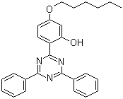 结构式 CAS# 147315-50-2, 紫外线吸收剂 UV-1577; 2-(4,6-二苯基-1,3,5-三嗪-2-基)-5-己基氧基-苯酚
