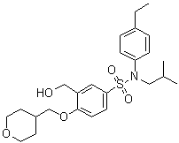 N-(4-乙基苯基)-3-(羟基甲基)-N-(2-甲基丙基)-4-[(四氢-2H-吡喃-4-基)甲氧基]苯磺酰胺分子结构 (CAS 1474110-21-8)