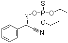 structure of CAS# 14816-18-3, Phoxim;O,O-Diethyl O-(alpha-cyanobenzylideneamino)phosphorothioate; 4-Ethoxy-7-phenyl-3,5-dioxa-6-aza-4-phosphaoct-6-ene-8-nitrile 4-sulfide; alpha-[[(Diethoxyphosphinothioyl)oxy]imino]benzeneacetonitrile