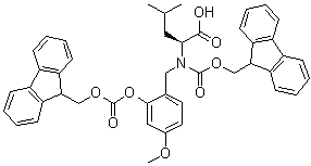 N-[(9H-Fluoren-9-ylmethoxy)carbonyl]-N-[[2-[[(9H-fluoren-9-ylmethoxy)carbonyl]oxy]-4-methoxyphenyl]methyl]-L-leucine molecular structure (CAS 148515-87-1)