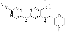 5-[[4-[[(2R)-2-Morpholinylmethyl]amino]-5-(trifluoromethyl)-2-pyridinyl]amino]-2-pyrazinecarbonitrile molecular structure (CAS 1489389-18-5)