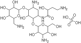 Amikacin sulfate salt molecular structure (CAS 149022-22-0)