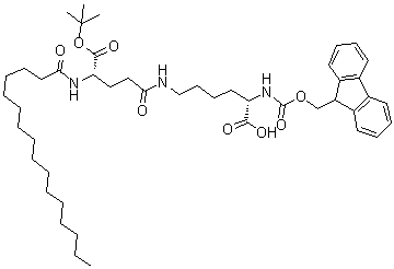 结构式 CAS# 1491158-62-3, Fmoc-Lys(Pal-Glu-OtBu)-OH