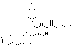 trans-4-[[2-(Butylamino)-5-[5-(4-morpholinylmethyl)-2-pyridinyl]-4-pyrimidinyl]amino]cyclohexanol molecular structure (CAS 1493694-70-4)