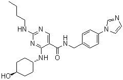 2-(丁基氨基)-4-[(反式-4-羟基环己基)氨基]-N-[[4-(1H-咪唑-1-基)苯基]甲基]-5-嘧啶甲酰胺分子结构 (CAS 1493764-08-1)