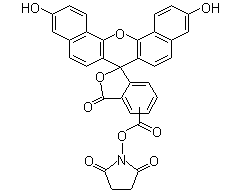 1-[[[3,11-二羟基-3'-氧代螺[7H-二苯并[c,h]呫吨-7,1'(3'H)-异苯并呋喃]-5'(或者6')-基]羰基]氧基]-2,5-吡咯烷二酮分子结构 (CAS 150347-58-3)
