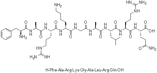 L-苯丙氨酰-L-丙氨酰-L-精氨酰-L-赖氨酰甘氨酰-L-丙氨酰-L-亮氨酰-L-精氨酰-L-谷氨酰胺分子结构 (CAS 150626-45-2)