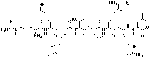 L-精氨酰-L-赖氨酰-L-精氨酰-L-苏氨酰-L-亮氨酰-L-精氨酰-L-精氨酰-L-亮氨酸分子结构 (CAS 152246-44-1)