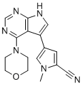 1-methyl-4-(4-morpholin-4-yl-7H-pyrrolo[2,3-d]pyrimidin-5-yl)pyrrole-2-carbonitrile molecular structure (CAS 1527475-61-1)