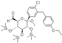 Methyl 1-C-[4-chloro-3-[(4-ethoxyphenyl)methyl]phenyl]-2,3,4-tris-O-(trimethylsilyl)-alpha-D-gluco-hexodialdo-1,5-pyranoside molecular structure (CAS 1528636-33-0)