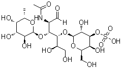 O-6-脱氧-alpha-L-吡喃半乳糖基-(1→3)-O-[3-O-磺基-beta-D-吡喃半乳糖基-(1→4)]-2-(乙酰氨基)-2-脱氧-D-葡萄糖分子结构 (CAS 153153-62-9)