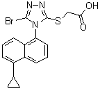 2-[[5-Bromo-4-(5-cyclopropylnaphthalen-1-yl)-4H-1,2,4-triazol-3-yl]thio]acetic acid molecular structure (CAS 1533519-97-9)