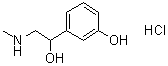 structure of CAS# 154-86-9, DL-Phenylephrine hydrochloride;(±)-Phenylephrine hydrochloride; 1-(3-Hydroxyphenyl)-2-methylaminoethanol hydrochloride; NSC 14029