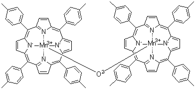 mu-氧二[5,10,15,20-四(4-甲基苯基)-21H,23H-卟啉-N21,N22,N23,N24]二锰分子结构 (CAS 154089-44-8)
